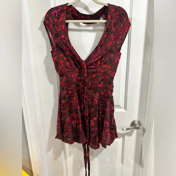 NWT Free People It Takes Two Wrap Dress in Plum Combo - Picture 7 of 12